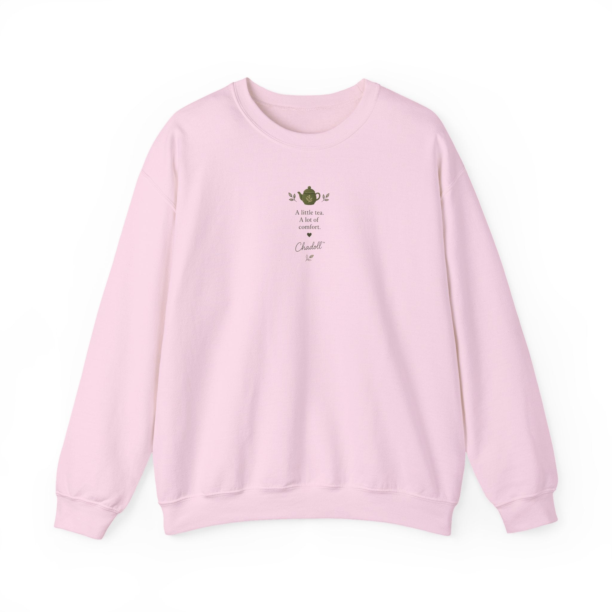Crewneck Sweatshirt — Cute Plush Animal Lineup Graphic (Back) & Tiny Potted Plant Detail (Front)
