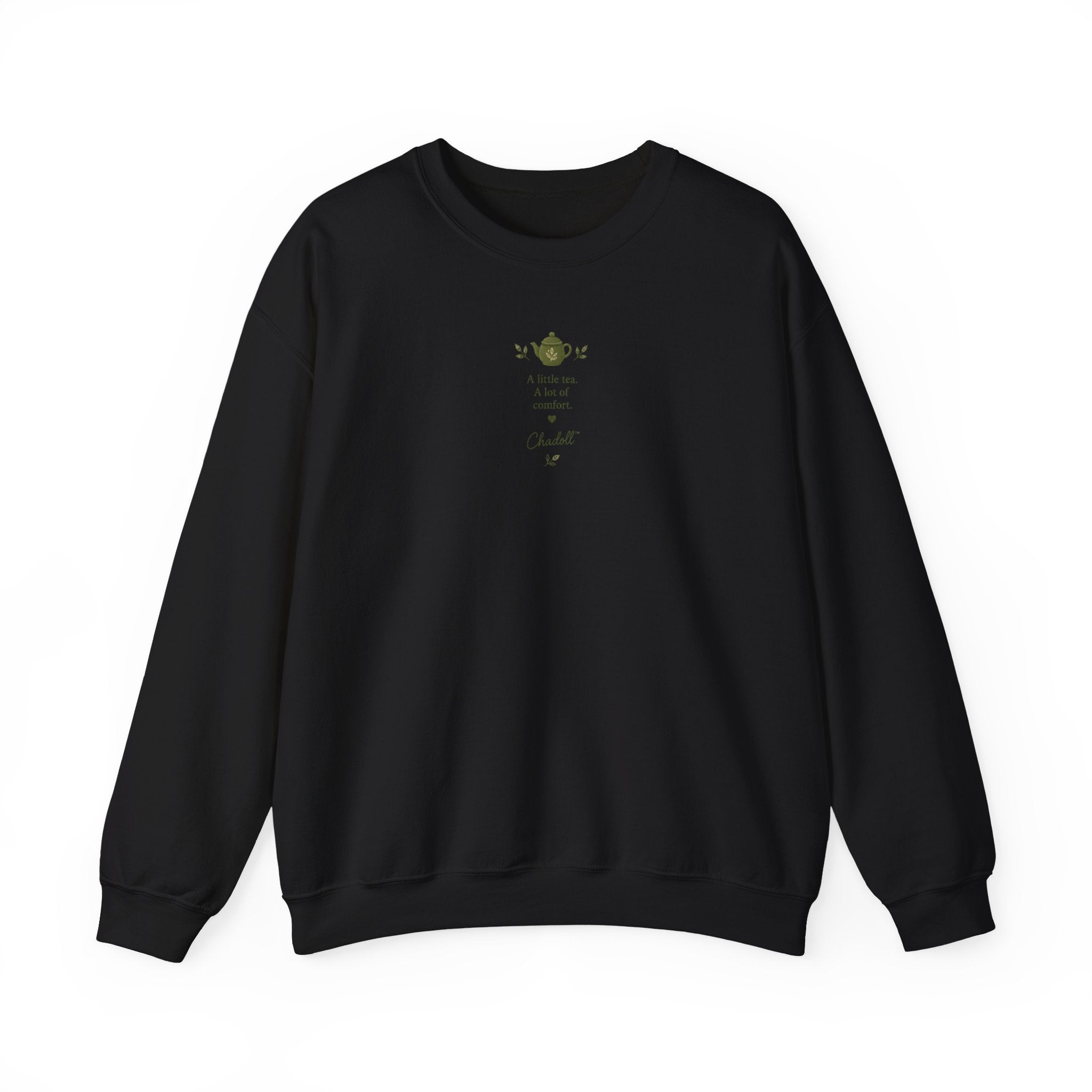 Crewneck Sweatshirt — Cute Plush Animal Lineup Graphic (Back) & Tiny Potted Plant Detail (Front)