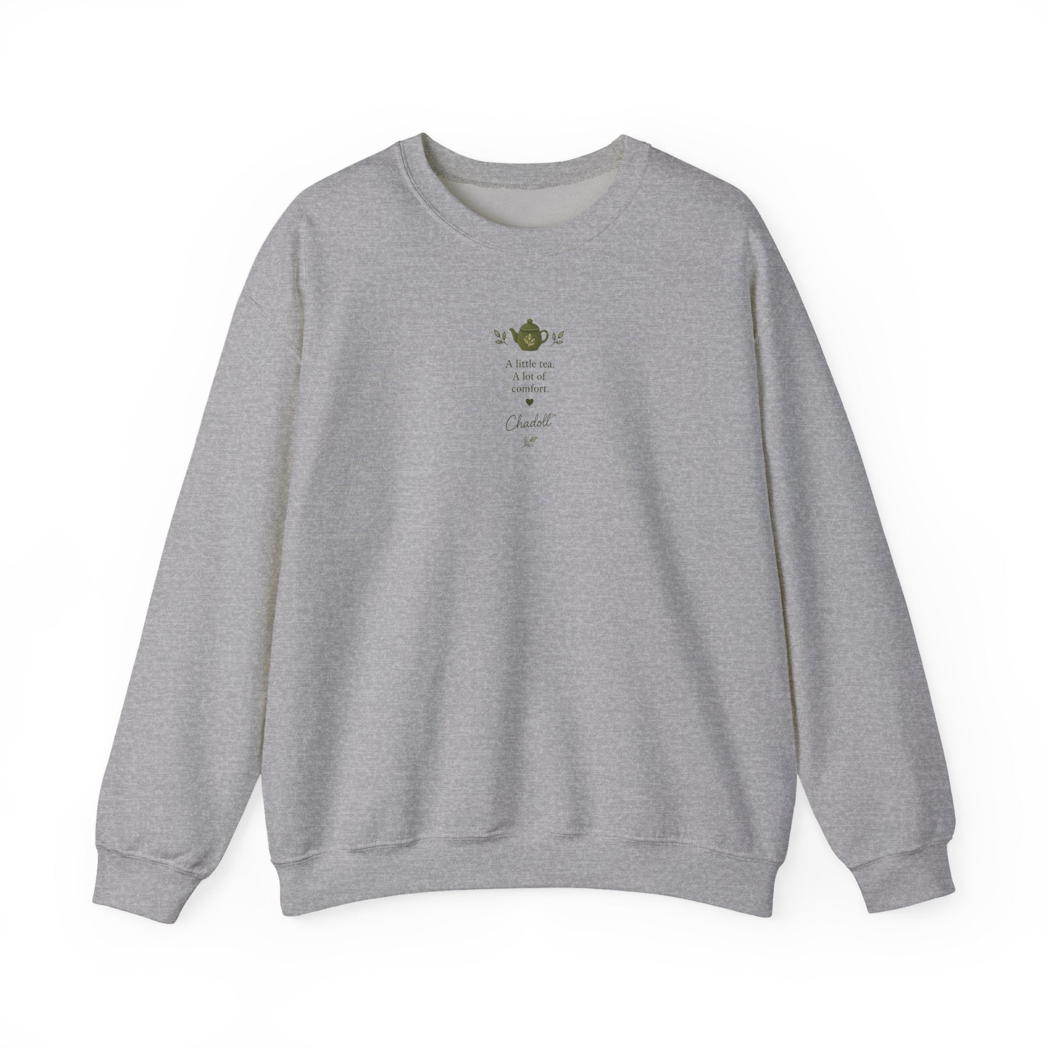 Crewneck Sweatshirt — Cute Plush Animal Lineup Graphic (Back) & Tiny Potted Plant Detail (Front)