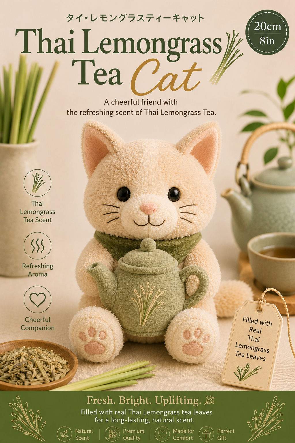 (Join waitlist now!) Thai Lemongrass Tea Cat™ | Tea & Aroma Plush