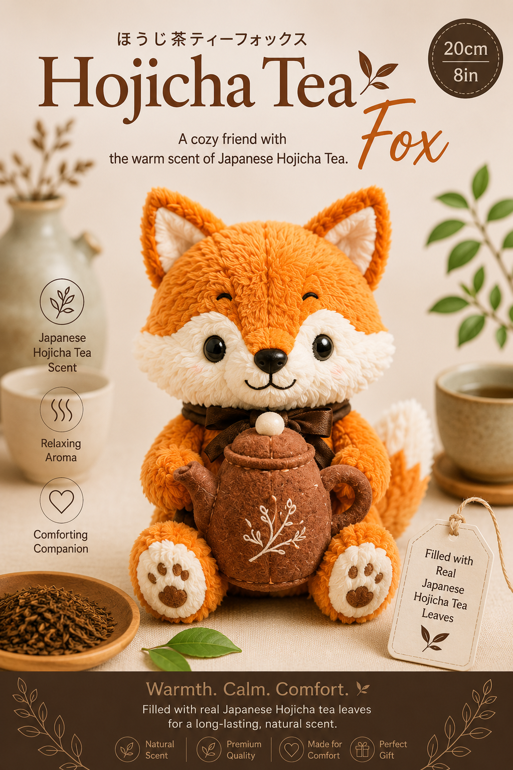 (Join waitlist now!) Hojicha Tea Fox™ | Tea & Aroma Plush